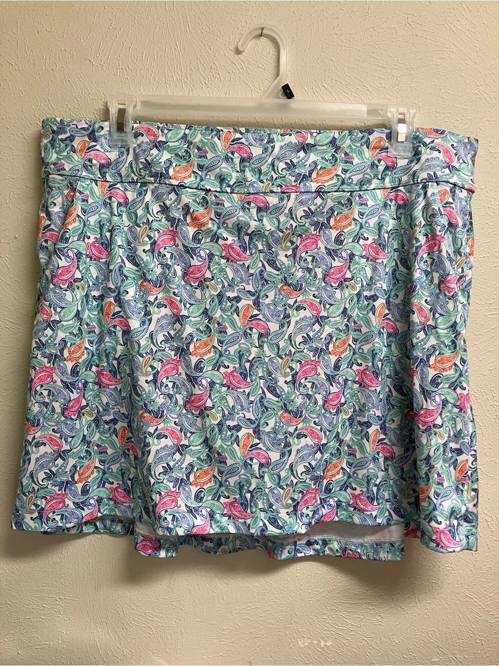 Greg Norman Collection Paisley Print Tennis Skort in Teal, Pink, Orange, Navy